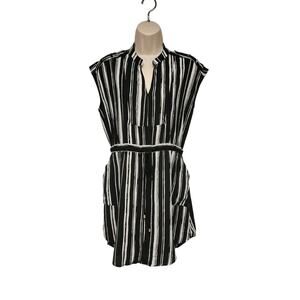 Haute Monde Mock Neck Striped Black/White Dress Size Large